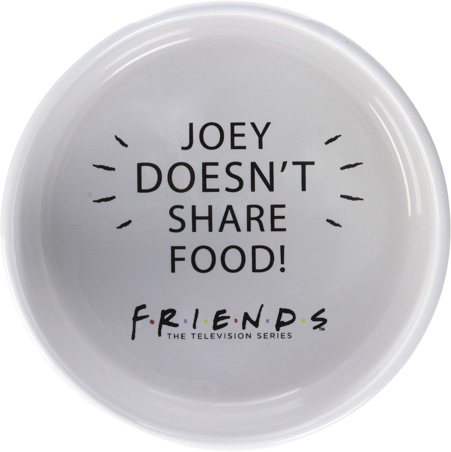 Warner Bros Friends TV Show Joey Doesn'T Share Food Ceramic Dog Food Bowl