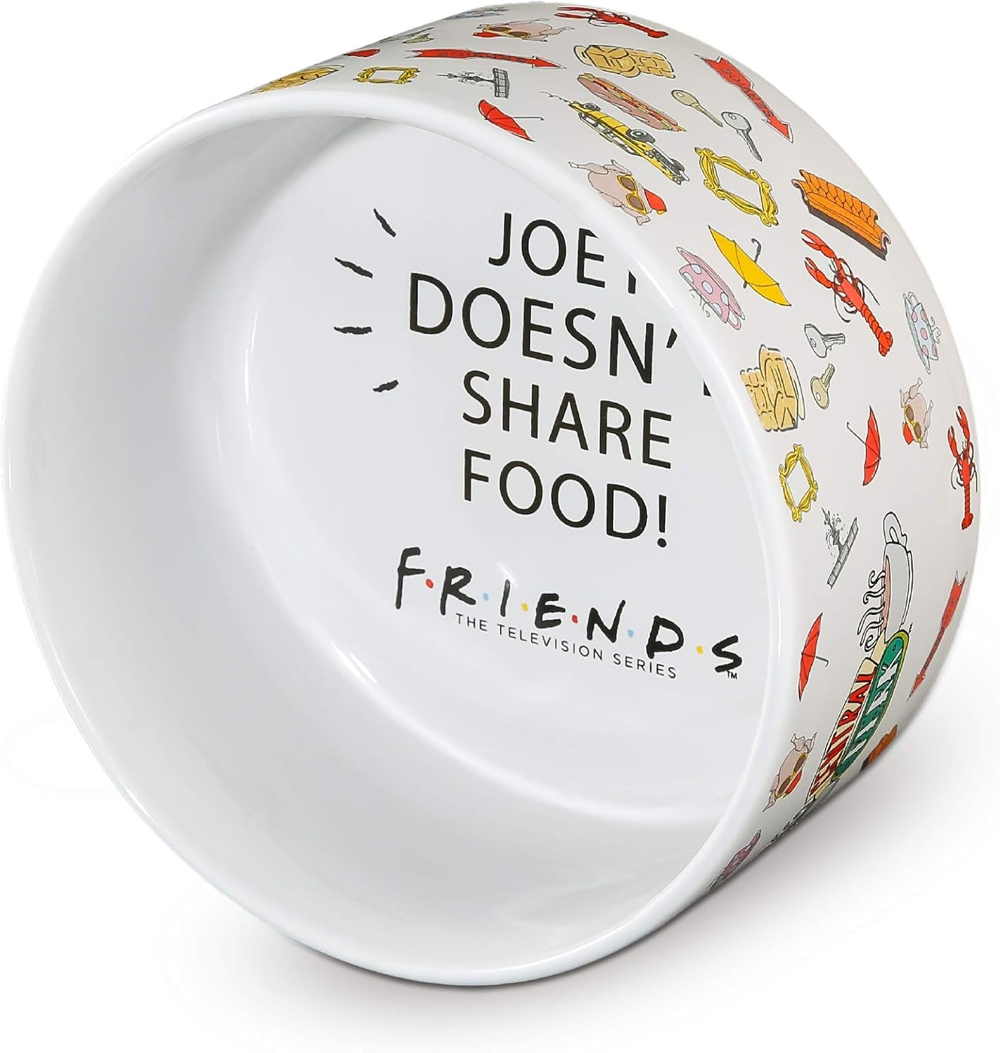 Warner Bros Friends TV Show Joey Doesn'T Share Food Ceramic Dog Food Bowl